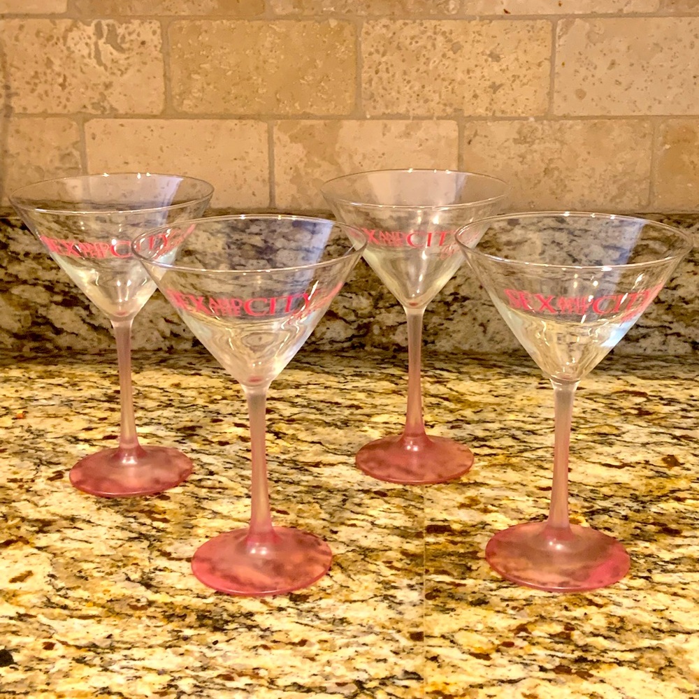 Pink Stem Martini Glass Set
